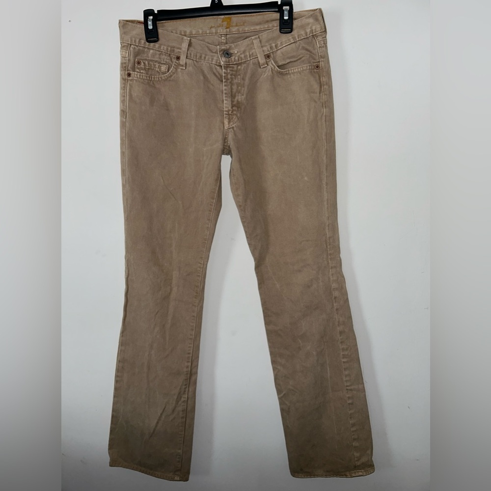 7 For All Mankind Seven Bootcut Jeans Sz 30 Tan/Brown Denim Made in USA Womans